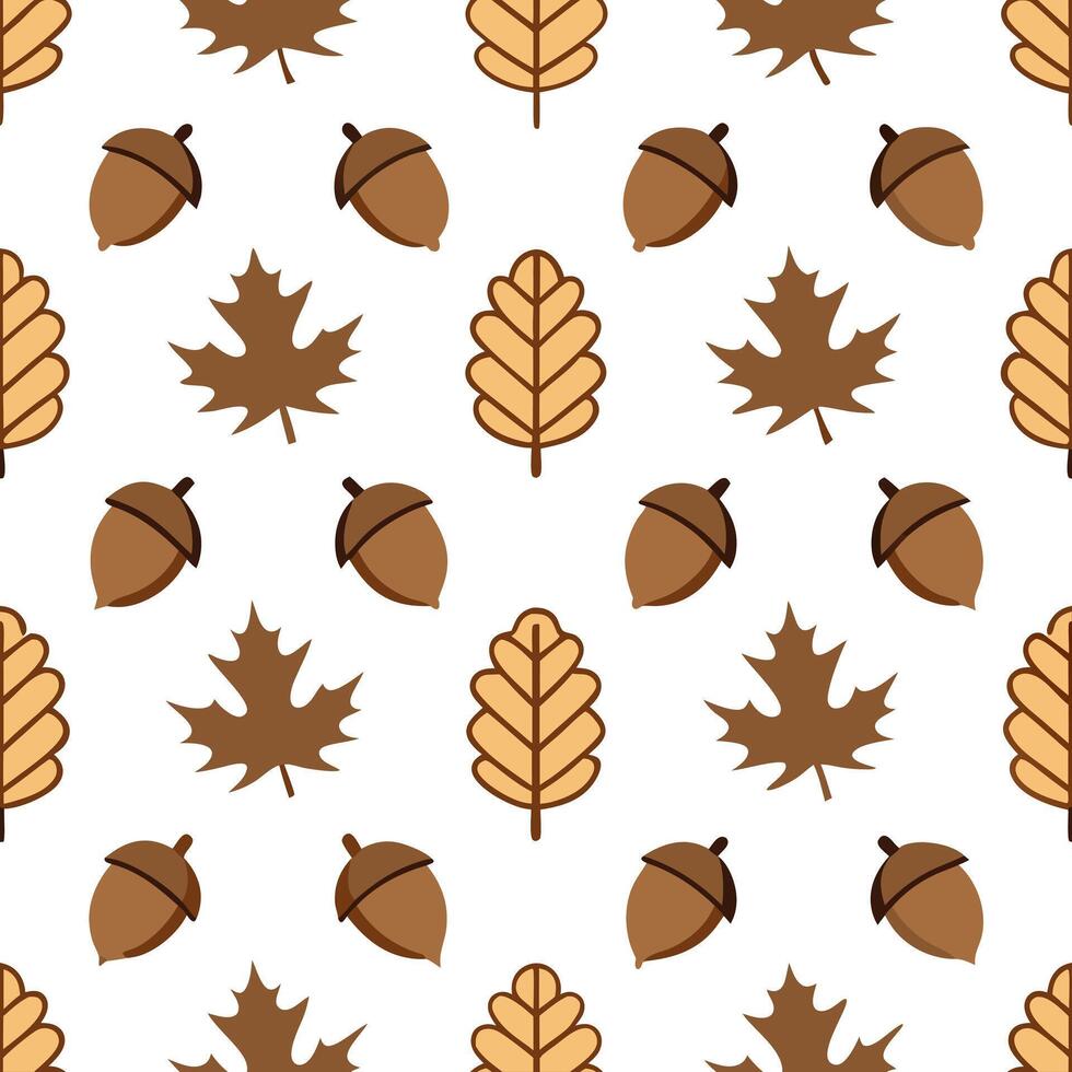Thanksgiving leaves seamless pattern with falling leaves acorns and pinecones for a rustic woodland inspired look concept as Rustic Thanksgiving pattern with falling leaves acorns Seamless Set vector