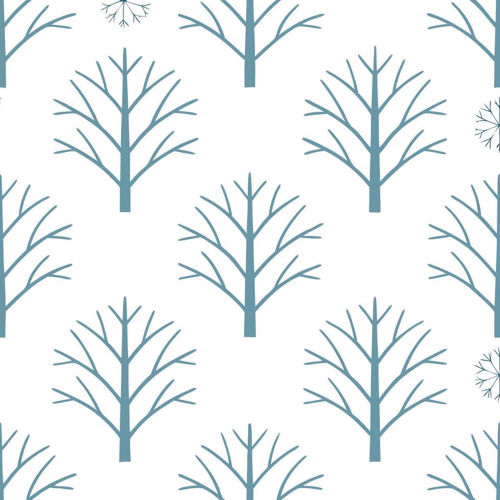 Winter whites seamless pattern with bare trees soft snowflakes and icy visuals for a peaceful winter forest scene concept as Peaceful winter whites pattern with bare trees soft sno Seamless Set vector