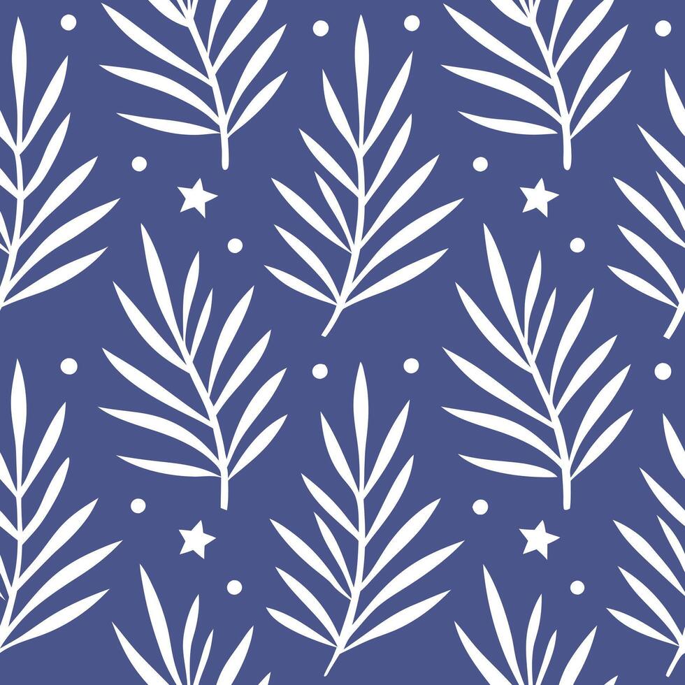 Winter nights seamless pattern with icy branches glowing stars and gentle snowfall for a quiet enchanting winter evening concept as Enchanting winter night pattern with icy branche Seamless Set vector