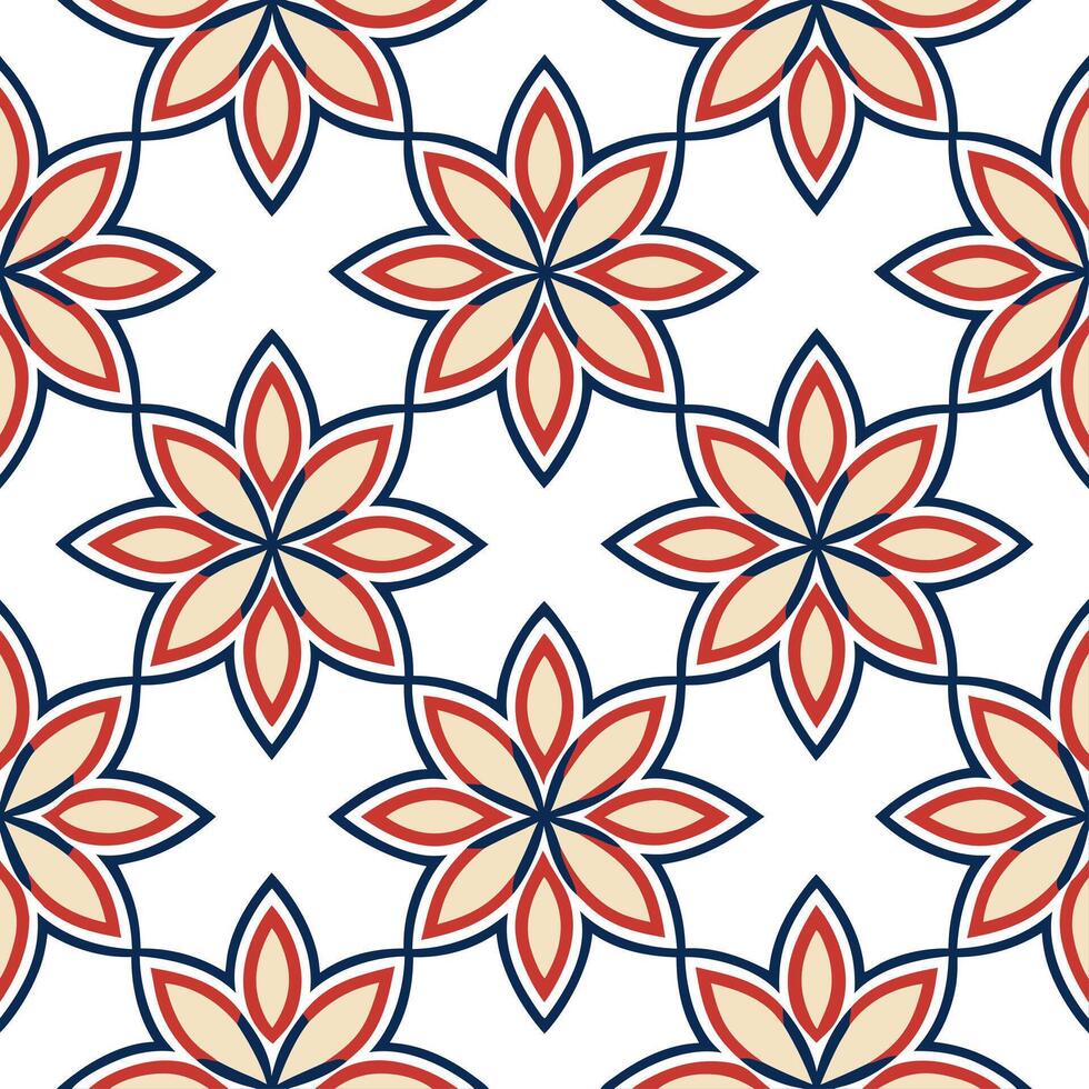 Cultural embroidery seamless pattern with geometric symmetry and contrasting color threads for a modern ethnic look concept as Geometric symmetrical embroidery with contrasting col Seamless Set vector