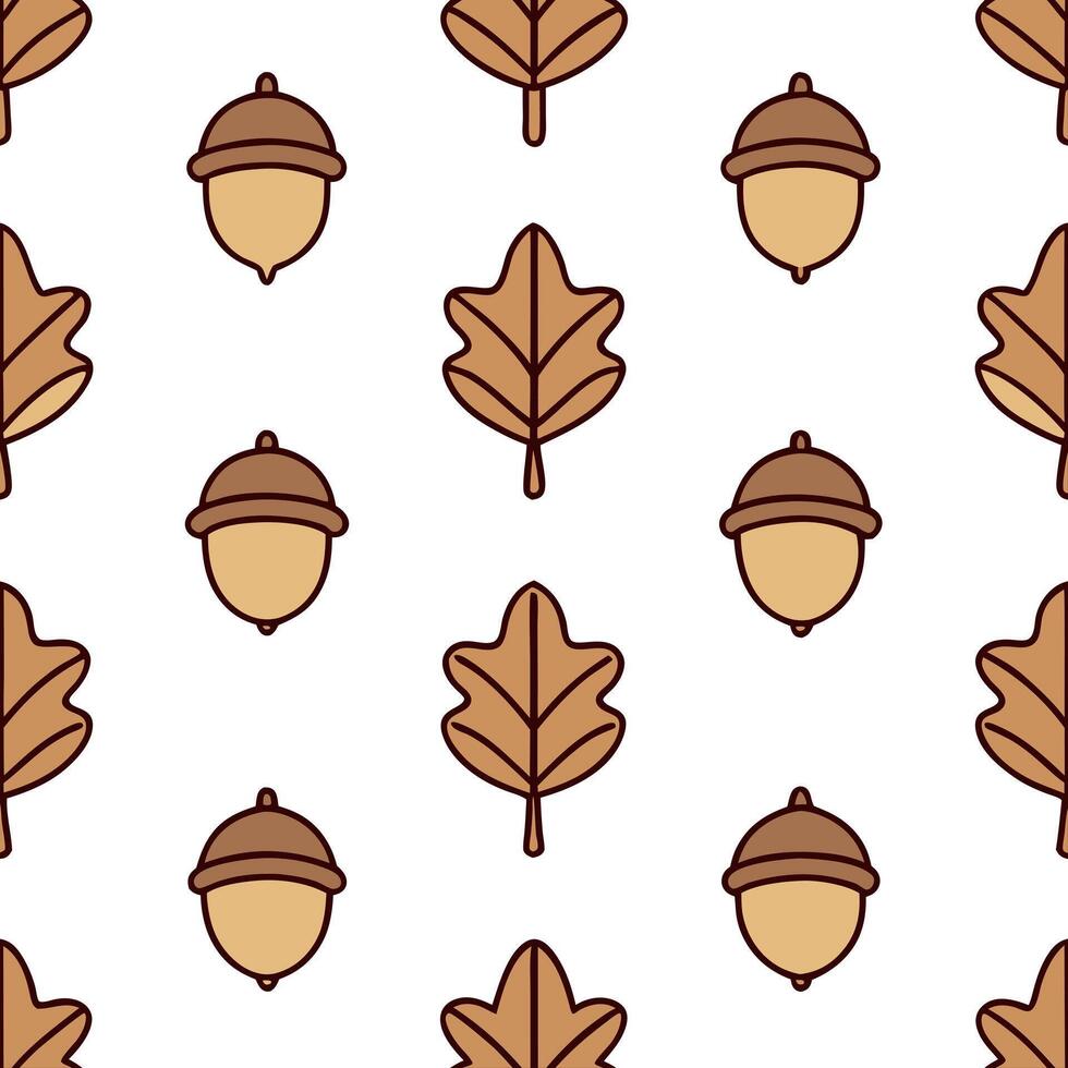 Thanksgiving leaves seamless pattern with rustic acorn and leaf designs for a traditional nature inspired fall aesthetic concept as Traditional Thanksgiving pattern with acorns and Seamless Set vector