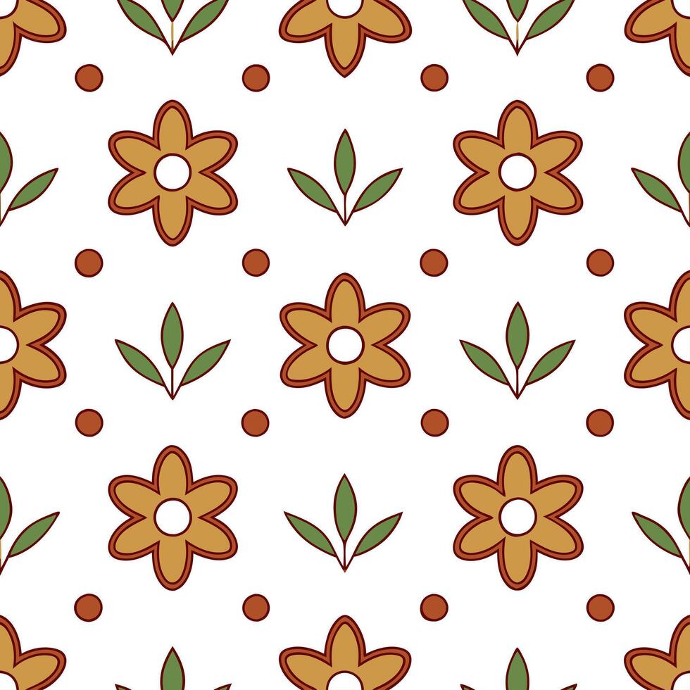 Folk art seamless pattern with rustic color palette and traditional symbols for a grounded folk inspired design concept as Rustic folk art pattern with traditional symbols and eart Seamless Set vector