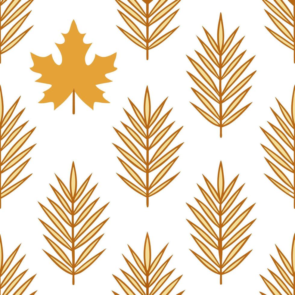 Thanksgiving leaves seamless pattern with pine needles autumn leaves and warm golden hues for a forest inspired fall design concept as Forest inspired Thanksgiving pattern with pin Seamless Set vector