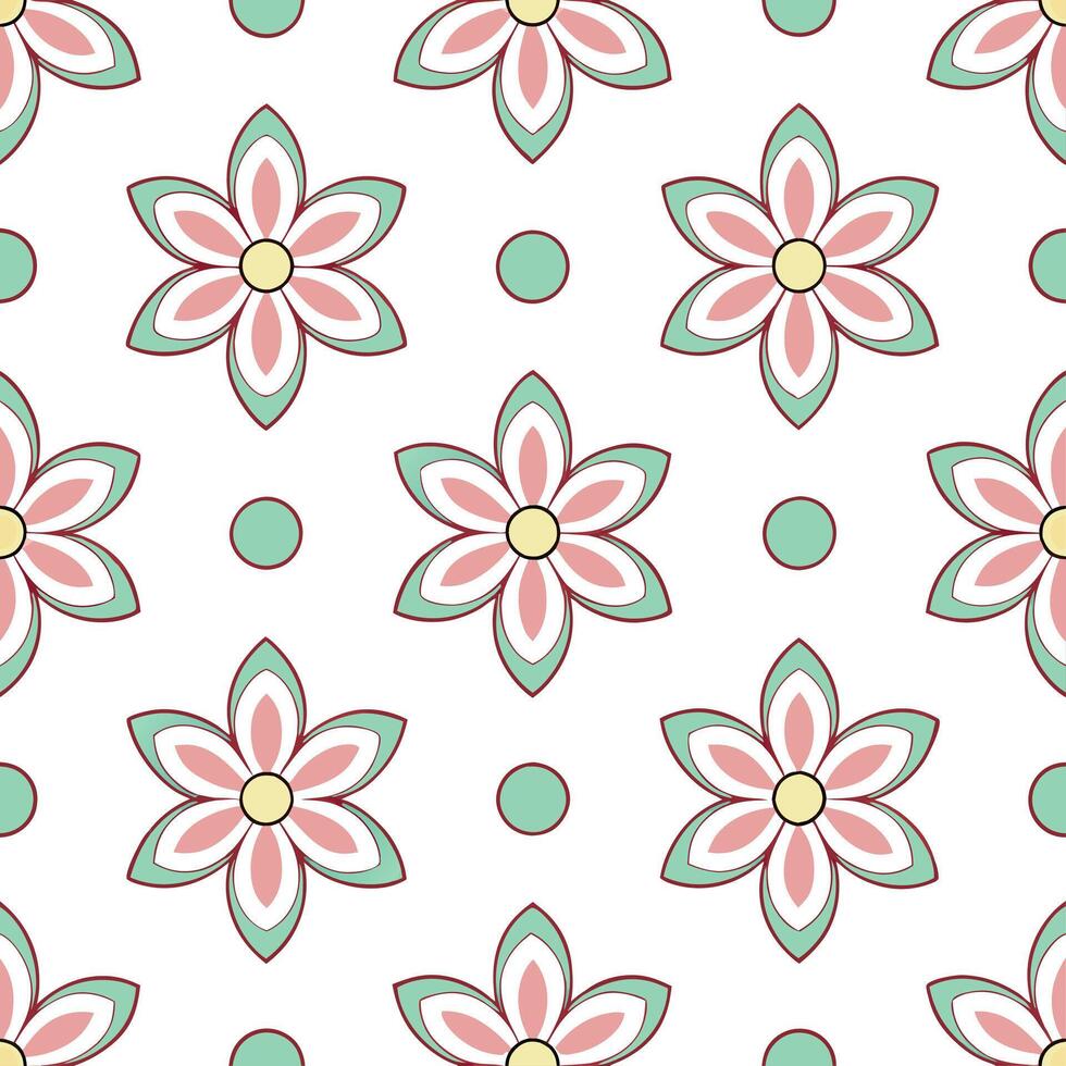 Folk art seamless pattern with pastel floral designs and soft geometric shapes for a delicate modern ethnic aesthetic concept as Delicate folk art pattern with pastel floral design Seamless Set vector