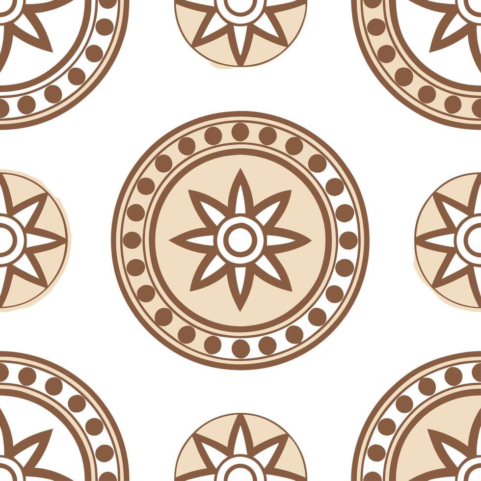 Cultural illustrations seamless pattern with ancient patterns and earthy tones for a deeply rooted cultural aesthetic concept as Ancient cultural illustrations with earthy tones an Seamless Set vector
