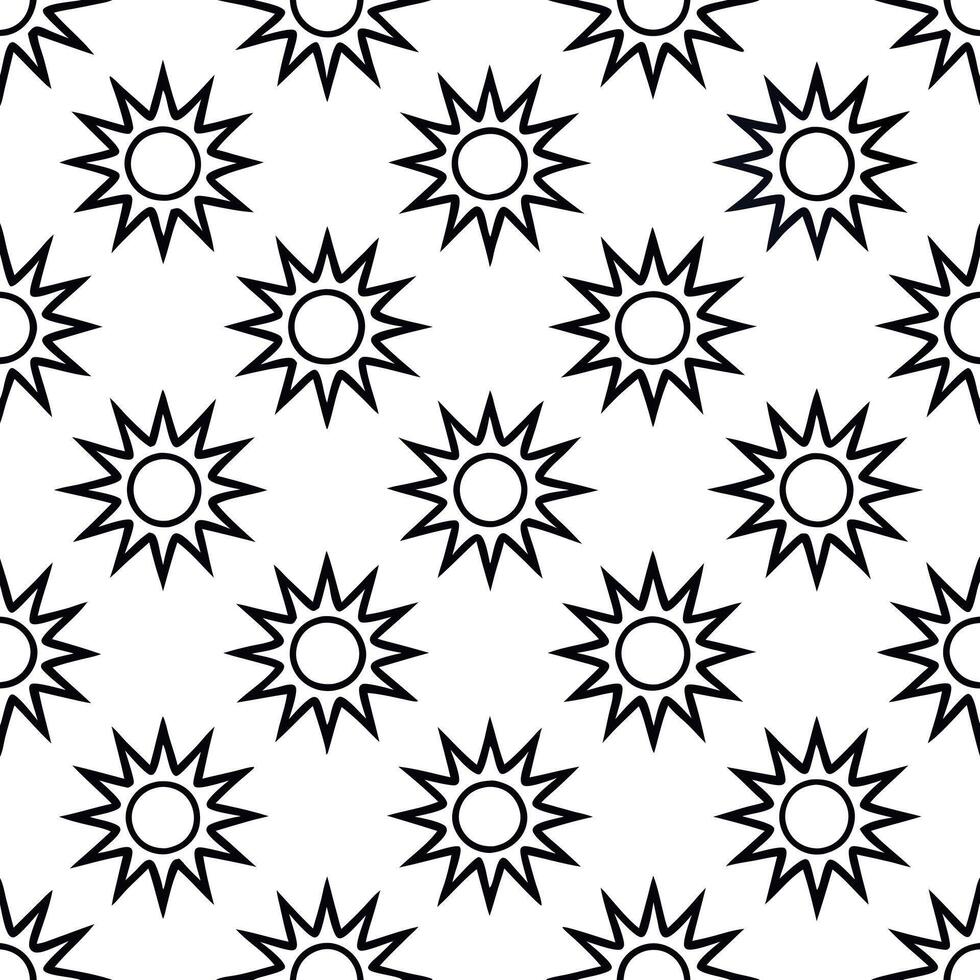 Cultural embroidery seamless pattern with stylized motifs of the sun moon and stars for a celestial symbolic design concept as Celestial cultural embroidery with sun moon and star Seamless Set vector