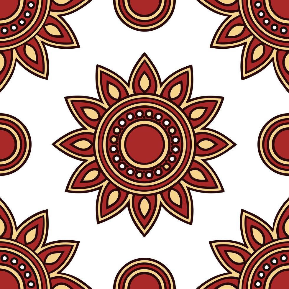 Ethnic graphics seamless pattern with traditional art motifs and rich deep color schemes for a classic cultural aesthetic concept as Traditional art motifs with rich deep colors in Seamless Set vector
