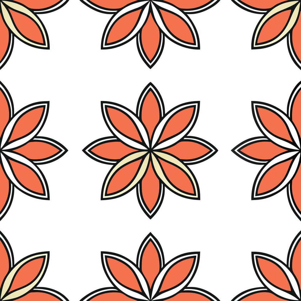 Ethnic graphics seamless pattern with abstract floral elements and bold color accents for a modern cultural aesthetic concept as Abstract floral elements with bold color accents in Seamless Set vector