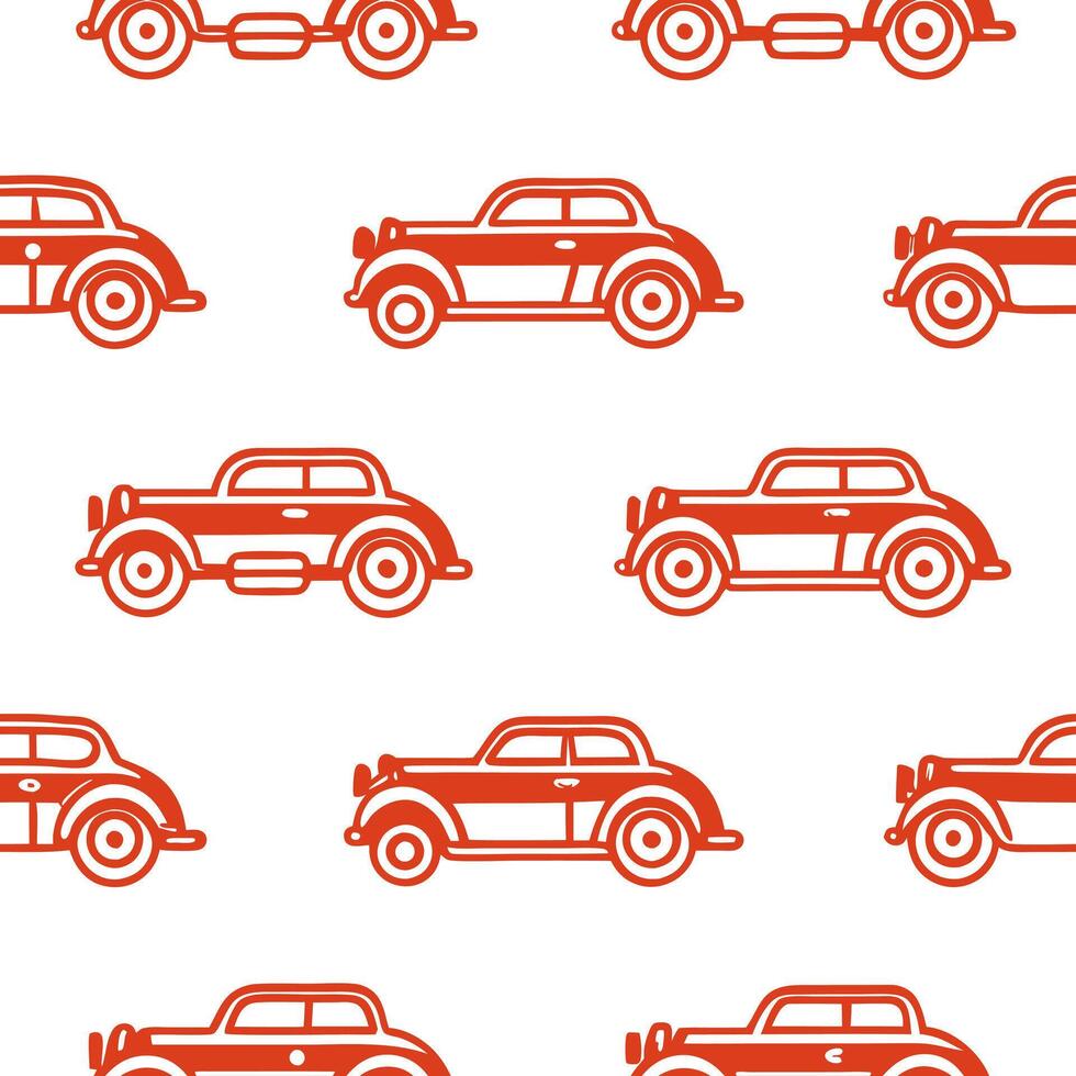 Illustrate a seamless pattern featuring retro illustrations of classic cars and motorcycles in bold outlines. concept as Design a repeating pattern with bold outlines of classic ca Seamless Set 2 vector