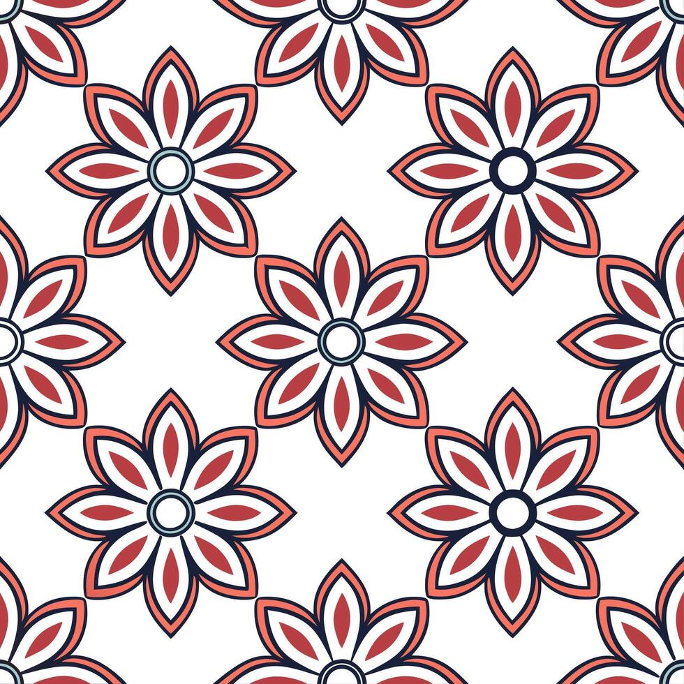 Ethnic graphics seamless pattern with bold floral motifs and contrasting color schemes for a vibrant cultural design concept as Bold floral motifs with contrasting colors in ethnic Seamless Set vector