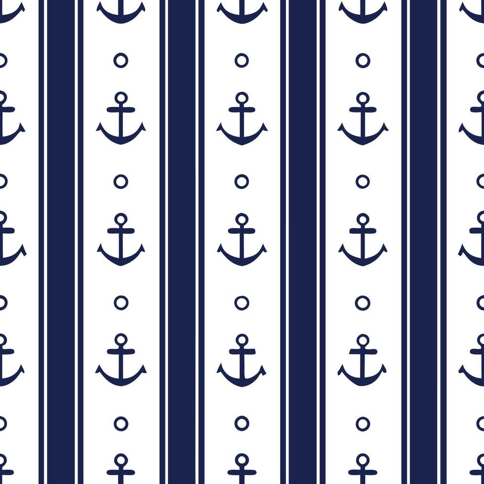 Create a seamless pattern featuring vintage stripes with a nautical theme in navy and white. concept as Design a repeating pattern with vintage stripes in navy and white incorporat Seamless Set vector