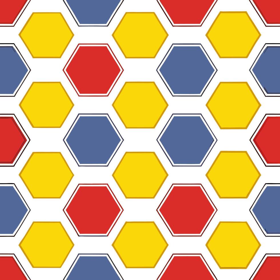 Vibrant retro polygon seamless tiles primary colors on white background ideal for playful designs concept as Creating vibrant seamless tile with retro polygons in primary colors on Seamless Set vector