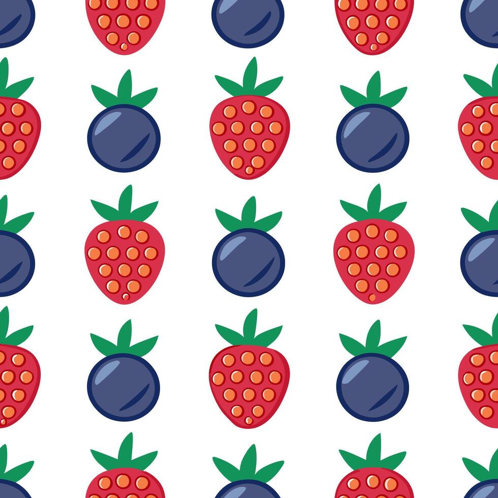 Fresh berries seamless tile pattern featuring strawberries blueberries and raspberries in vibrant colors concept as Strawberries blueberries and raspberries form a fresh colorful s Seamless Set vector