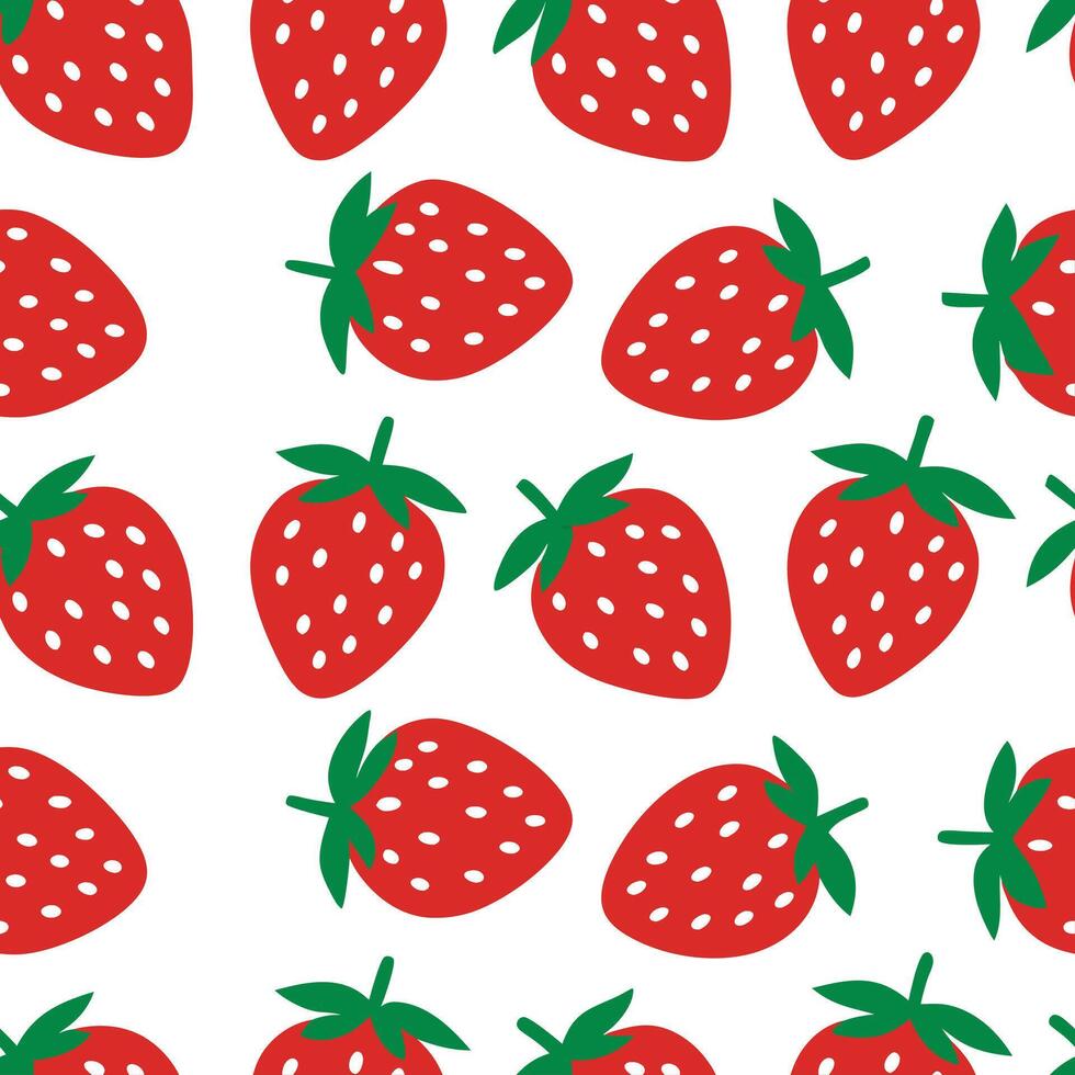 Bold strawberry seamless tile pattern with red berries green leaves and a sweet summer vibe concept as Red strawberries with green leaves create a bold sweet seamless tile pattern Seamless Set vector