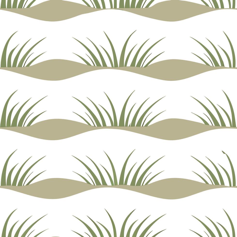 Beach dunes and coastal grasses seamless tile pattern with soft natural hues and a serene atmosphere concept as Coastal grasses and soft beach dunes create a seamless tile pattern Seamless Set vector
