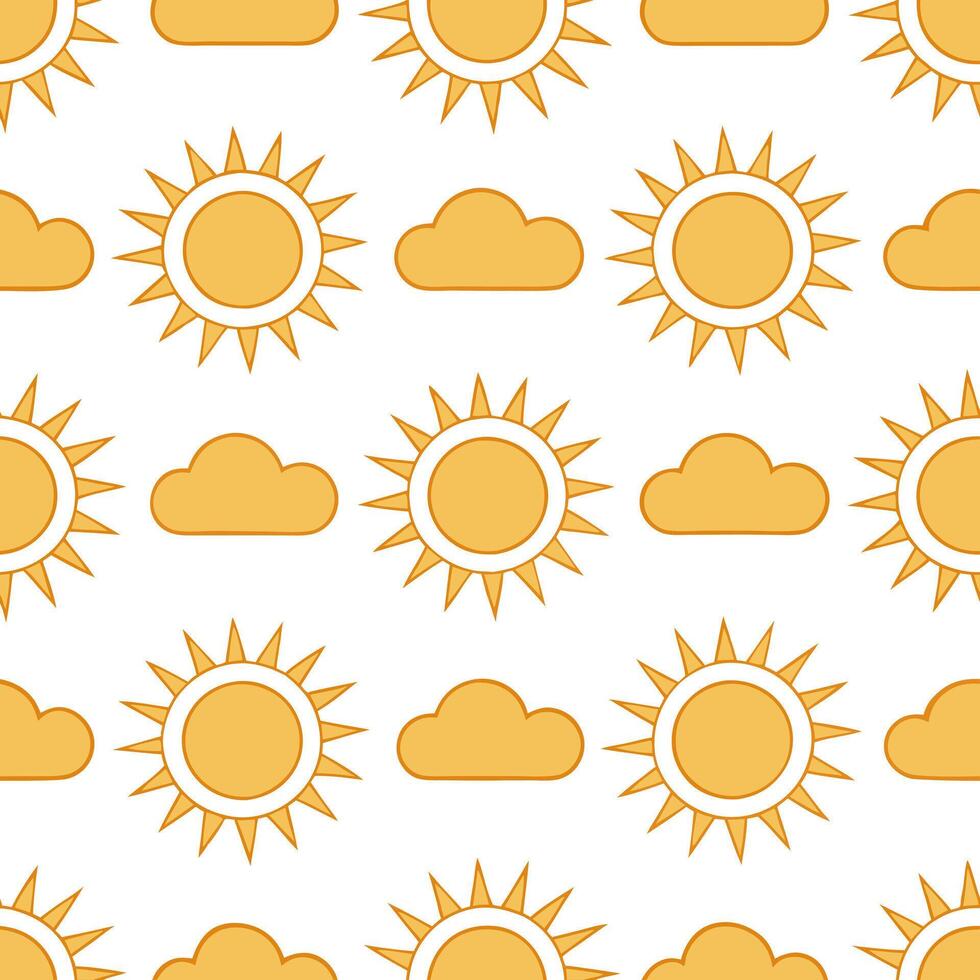 Springtime sun and clouds seamless tile pattern with golden light peeking through the clouds concept as Golden sunlight peeks through fluffy clouds creating a seamless spring patte Seamless Set vector