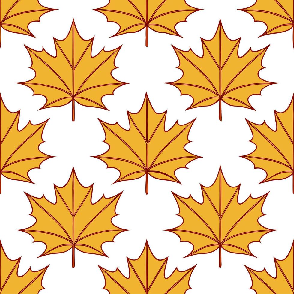 Golden maple leaves seamless tile pattern with intricate details and rich hues of orange and yellow concept as Intricate golden maple leaves in rich orange and yellow hues form a s Seamless Set vector