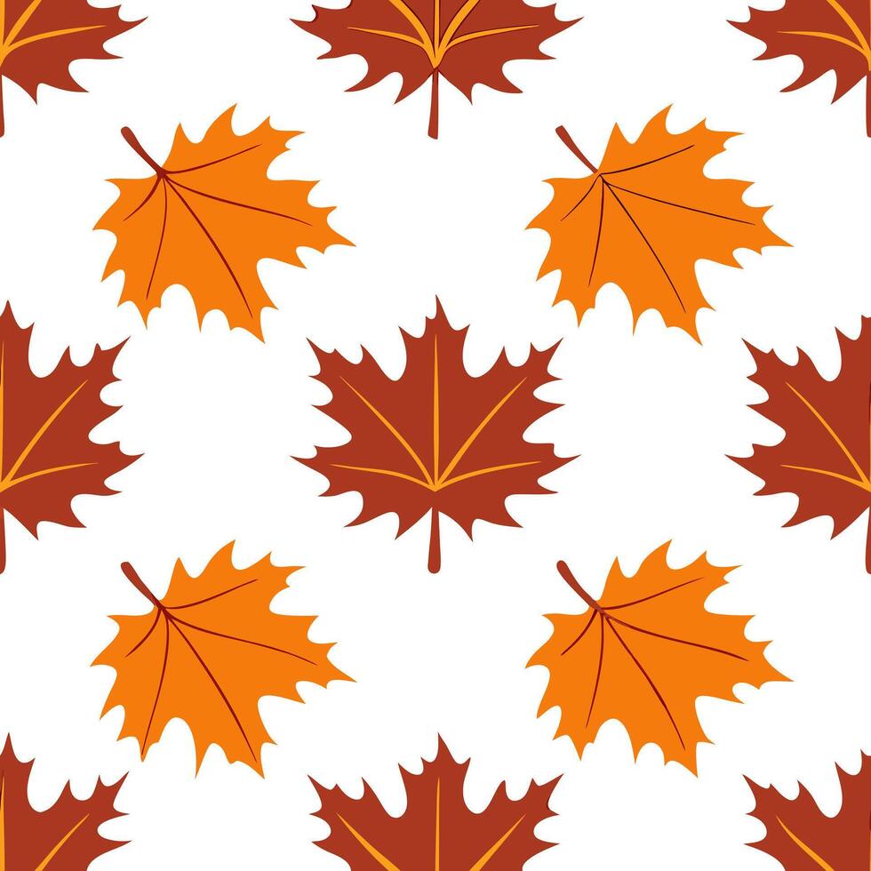 Rich autumn colors seamless tile pattern with falling leaves vibrant oranges reds and browns concept as Falling leaves in vibrant oranges reds and browns create a rich autumn color Seamless Set vector
