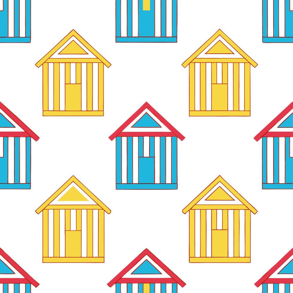Summer beach cabanas seamless tile pattern with cool shades and vibrant beachside charm concept as Vibrant summer beach cabanas with cool shades and beachside charm create a seamle Seamless Set vector