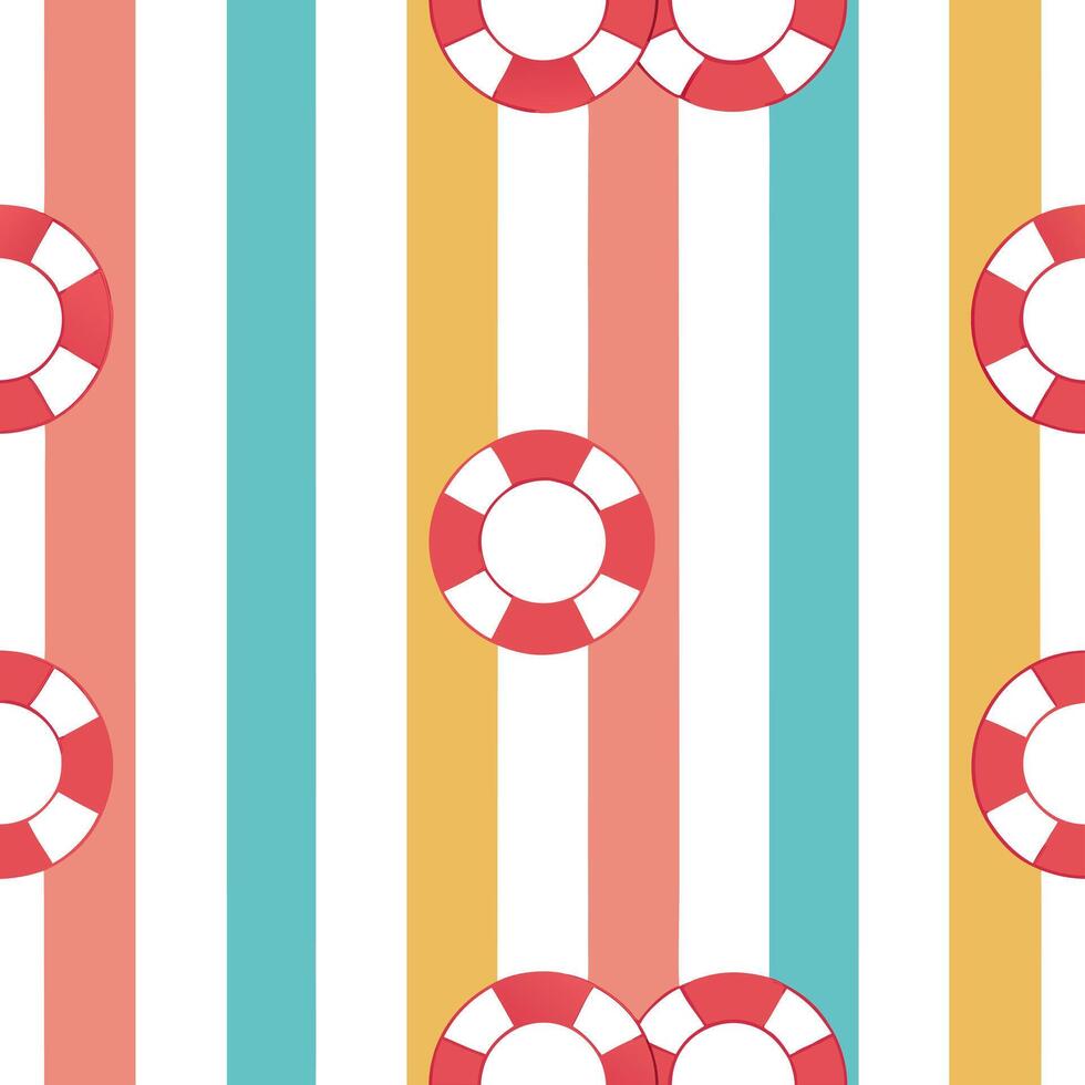 Fun beach towel seamless tile pattern with colorful stripes and playful summer designs concept as Bold striped beach towels in bright colors create a seamless tile pattern perfect Seamless Set vector