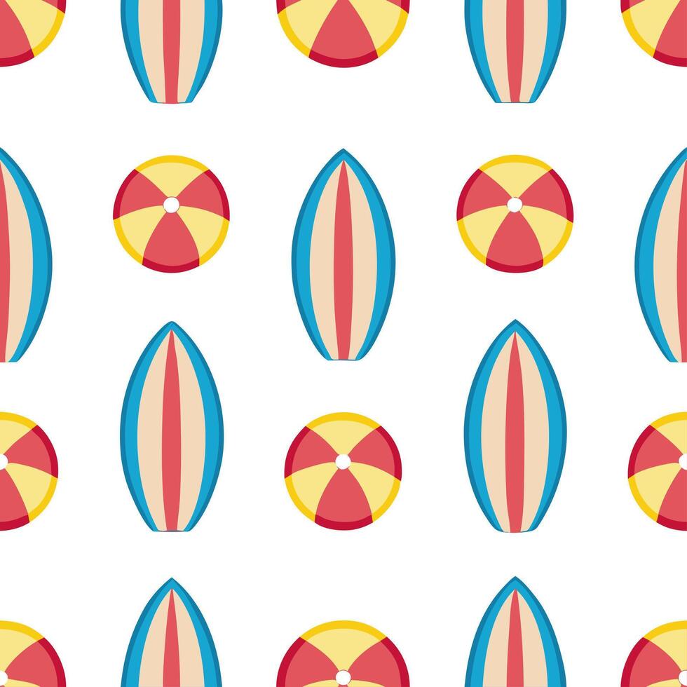 Summer surfboards seamless tile pattern with colorful boards and fun beach designs concept as Colorful surfboards and playful beach patterns create a seamless tile design perfect f Seamless Set vector