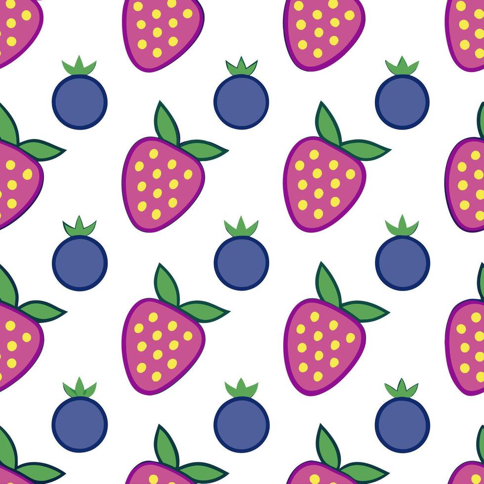 Bright summer fruits seamless tile pattern with colorful strawberries blueberries and raspberries concept as Colorful strawberries blueberries and raspberries create a vibrant and Seamless Set vector