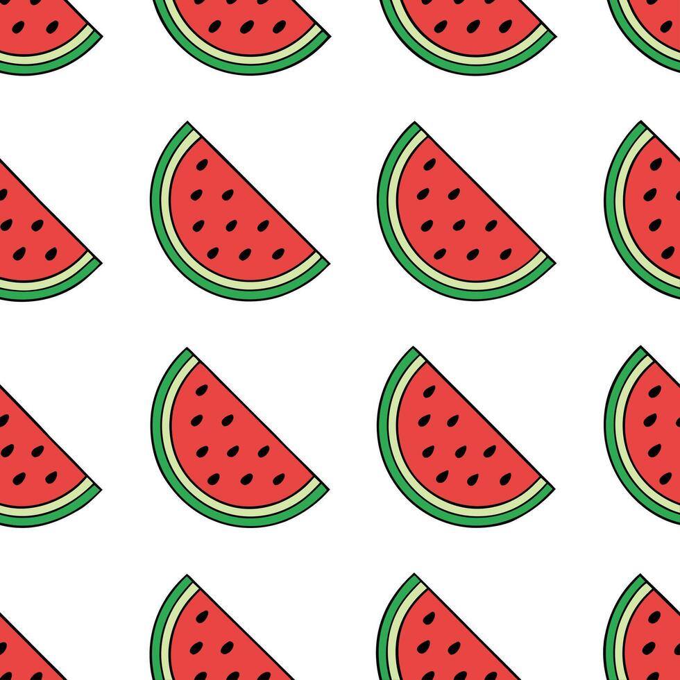 Juicy watermelon seamless tile pattern with vibrant red and green hues for a refreshing summer look concept as Watermelon slices with bright red flesh and green rind create a seaml Seamless Set vector