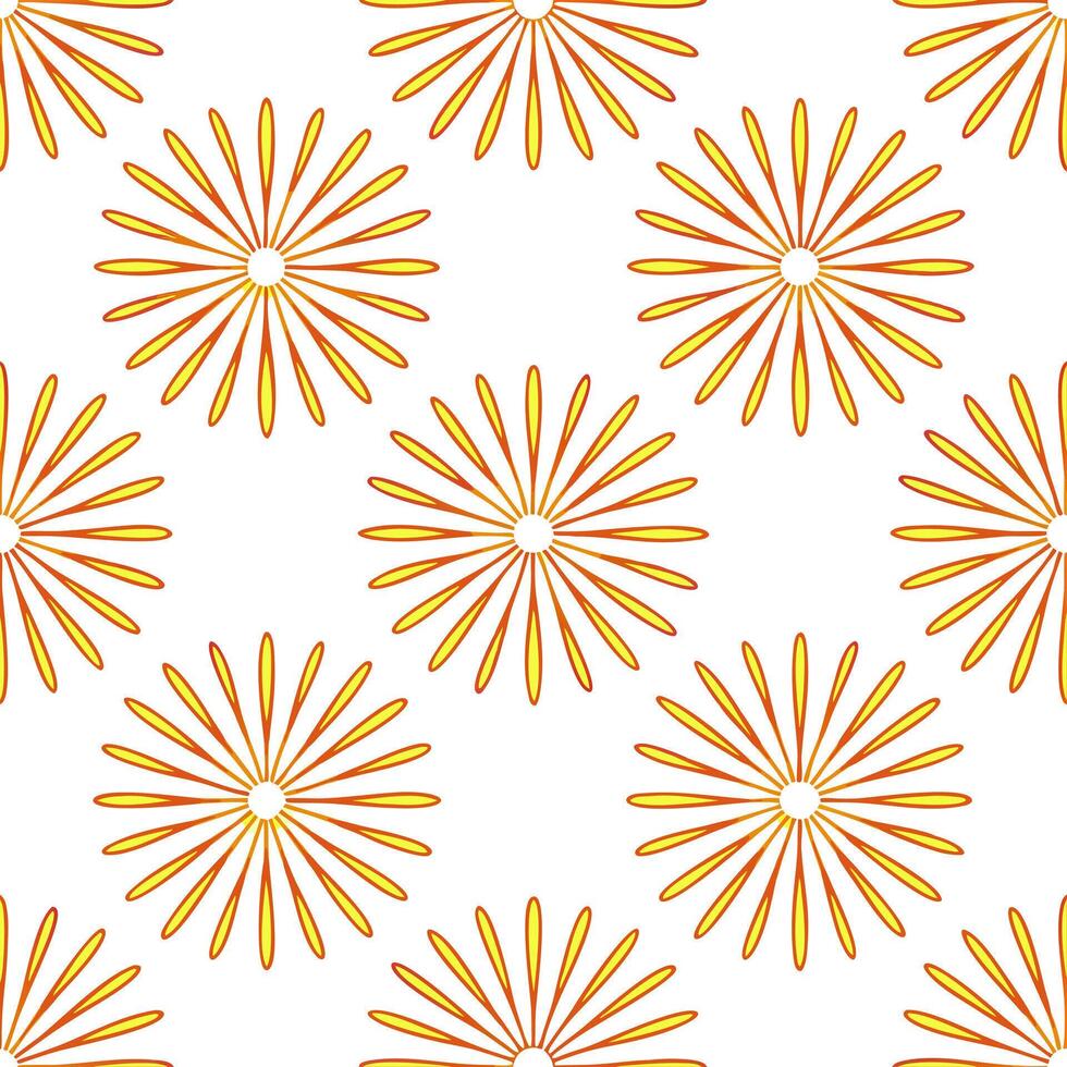 Summer fireworks seamless tile pattern with bursts of bright colors lighting up the night concept as Bursts of fireworks in bright lively summer colors create a fun seamless tile p Seamless Set vector