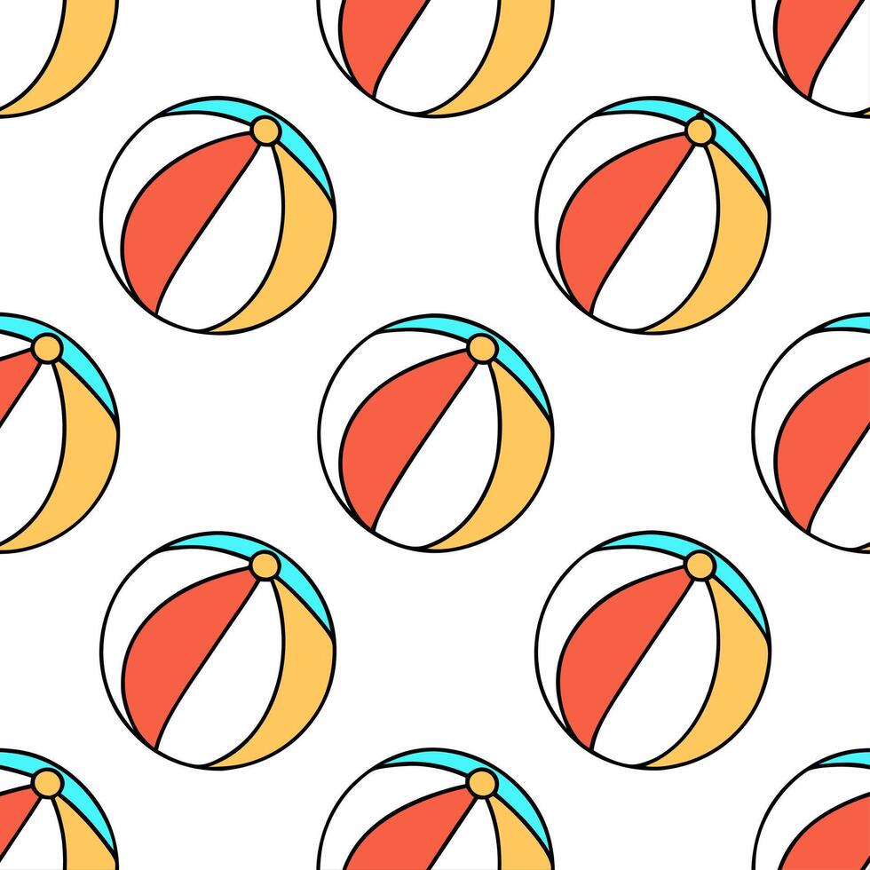 Colorful beach ball seamless tile pattern with vibrant hues and playful summer fun vibes concept as Bright bouncy beach balls in vibrant colors create a seamless tile pattern perfe Seamless Set vector