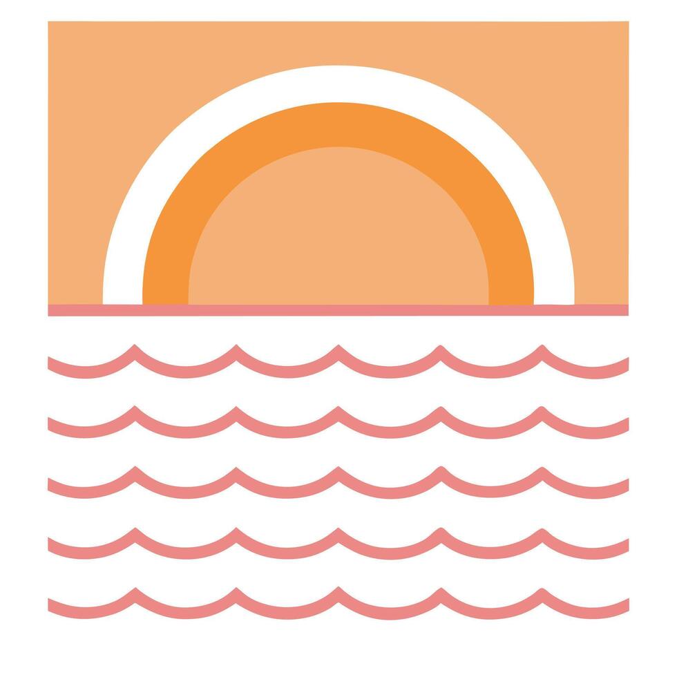 Sunset over the ocean seamless tile pattern with warm orange and pink hues for a vibrant beach vibe concept as Warm orange and pink hues from a sunset over the ocean create a vibra Seamless Set vector