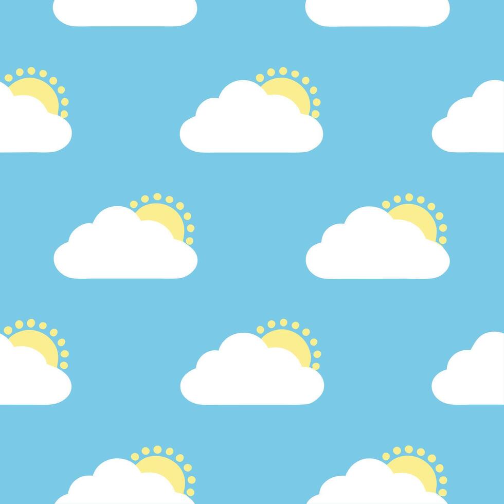 Clear blue sky seamless tile pattern with soft clouds and bright sunlight symbolizing a new day in spring concept as Clear blue skies with soft clouds and bright sunlight create a Seamless Set vector