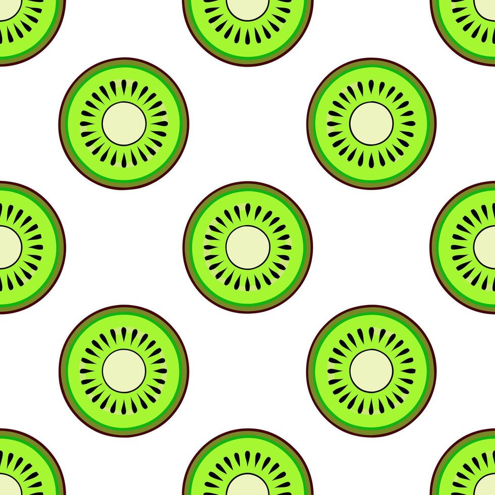 Refreshing kiwi fruit seamless tile pattern with bright green flesh and tiny black seeds concept as Kiwi fruits with bright green flesh and tiny black seeds create a refreshing sea Seamless Set vector