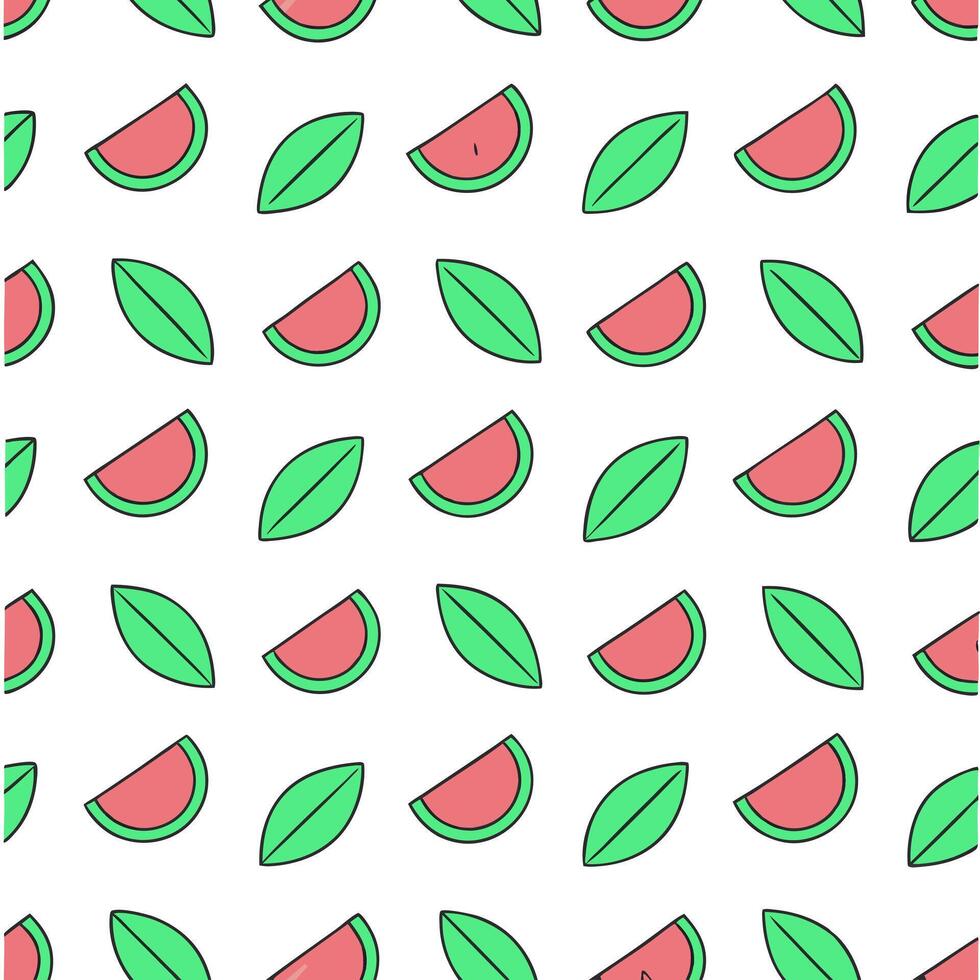 Cool and refreshing watermelon mint seamless tile pattern with a splash of green and pink hues concept as Watermelon and mint combine for a refreshing seamless tile pattern with co Seamless Set vector