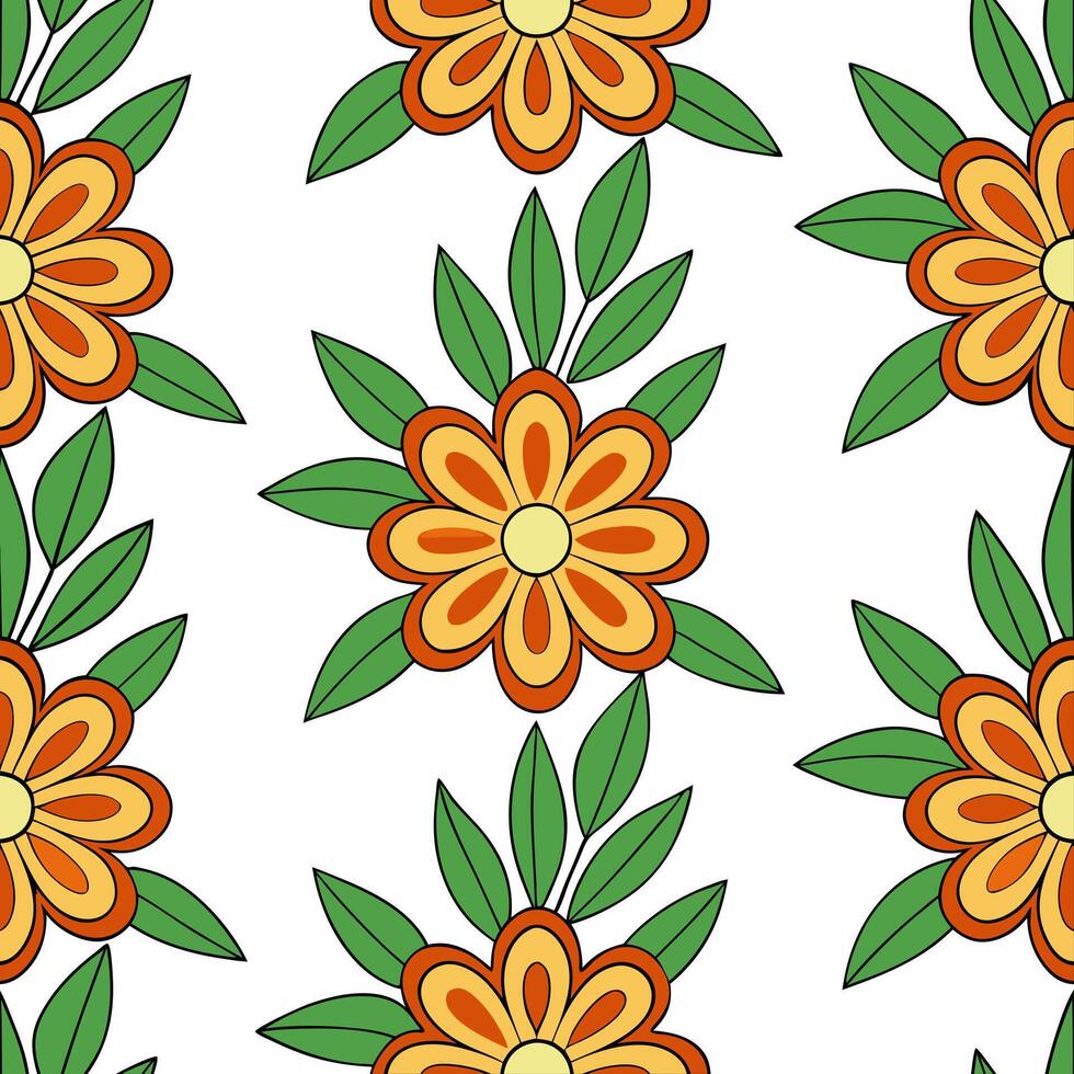 Vibrant autumn floral bouquet seamless tile pattern with colorful blossoms and lush greenery concept as Colorful autumn blossoms and lush greenery create a vibrant seamless floral Seamless Set vector