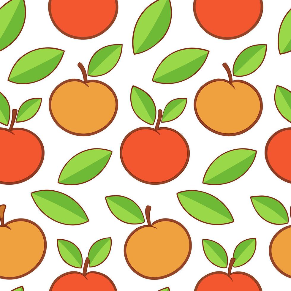Vibrant apple orchard seamless tile pattern with ripe apples green leaves and autumn hues concept as Ripe apples and green leaves in autumn hues create a vibrant apple orchard seam Seamless Set vector