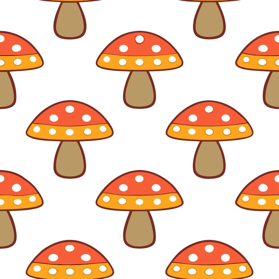 Vibrant autumn mushrooms seamless tile pattern with colorful caps and earthy stems concept as Colorful mushroom caps and earthy stems create a vibrant autumn mushrooms seamless til Seamless Set vector