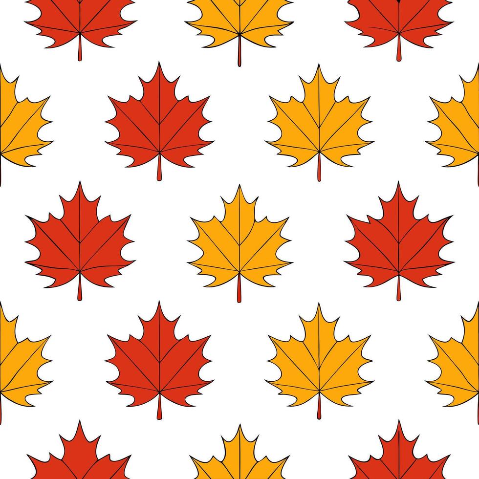 Warm autumn leaf collage seamless tile pattern with mixed foliage and rich colors concept as Mixed autumn foliage in rich colors create a warm leaf collage seamless tile pattern fo Seamless Set vector