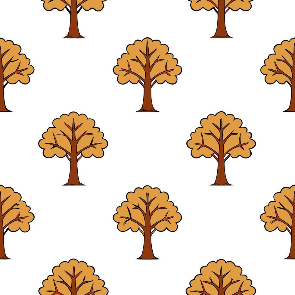Rustic oak tree seamless tile pattern with autumn foliage and warm earthy tones concept as Oak trees with autumn foliage in warm earthy tones create a rustic seamless tile pattern Seamless Set vector