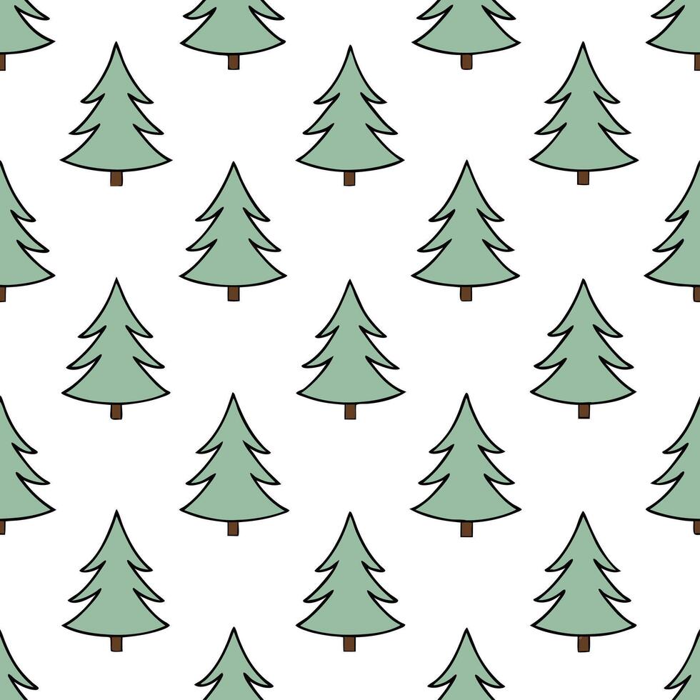 Snow covered pine trees seamless tile pattern with soft white snow and evergreen foliage concept as Soft white snow blankets evergreen pine trees in this seamless tile pattern perf Seamless Set vector