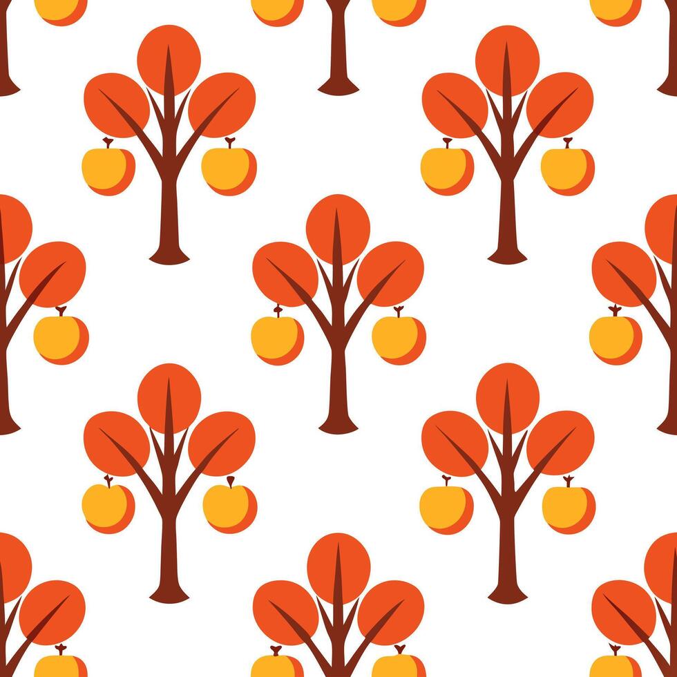 Lively autumn forest seamless tile pattern with colorful trees and fallen leaves concept as Colorful trees and fallen leaves create a lively autumn forest seamless tile pattern for Seamless Set vector