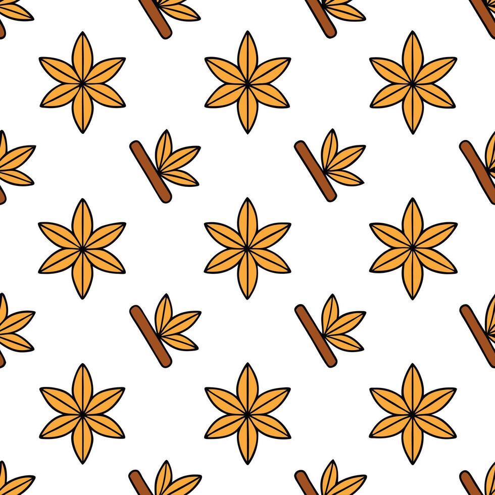 Warm autumn spices and leaves seamless tile pattern with cozy textures and rich colors concept as Autumn spices like cinnamon and cloves paired with leaves create a warm seamless t Seamless Set vector
