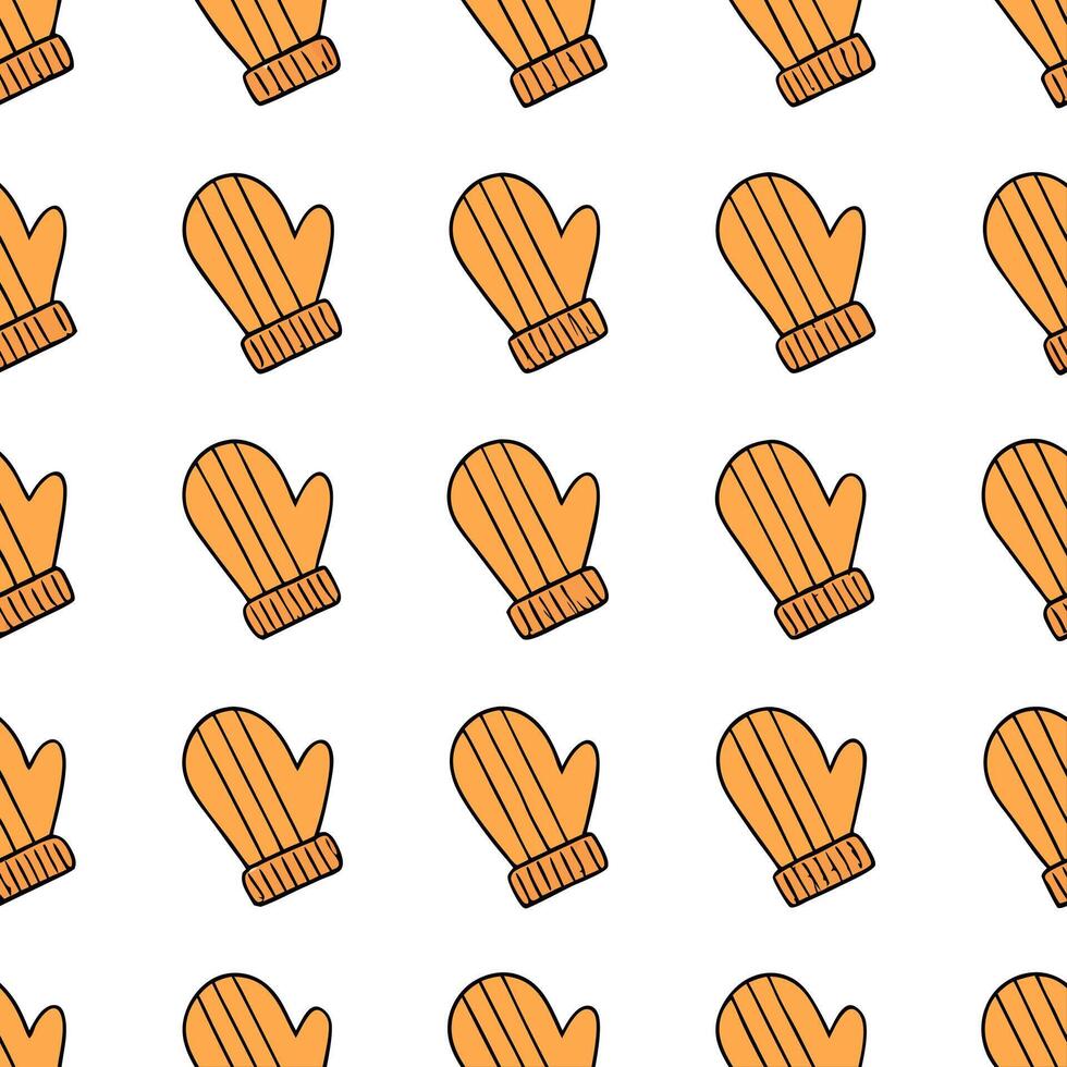 Cozy autumn knit gloves seamless tile pattern with warm colors and textured details concept as Warm colored knitted gloves with textured details create a cozy autumn knit gloves se Seamless Set 2 vector