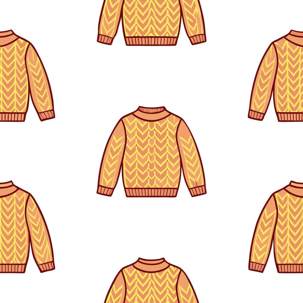 Cozy autumn sweater seamless tile pattern with warm colors and textured knits concept as Warm colored textured knits create a cozy autumn sweater seamless tile pattern perfect for Seamless Set vector