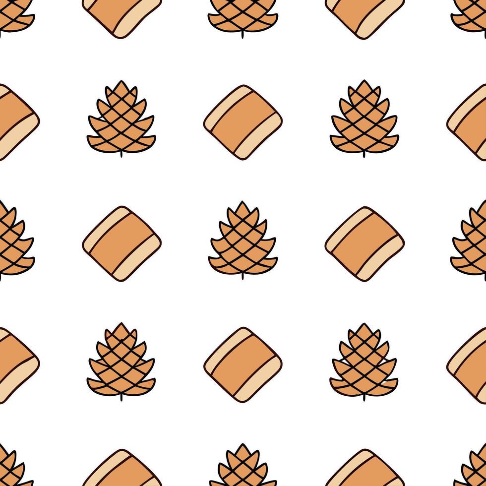 Warm blankets and pinecones seamless tile pattern with autumn textures and earthy tones concept as Warm blankets paired with pinecones create a seamless tile pattern with autumn te Seamless Set vector