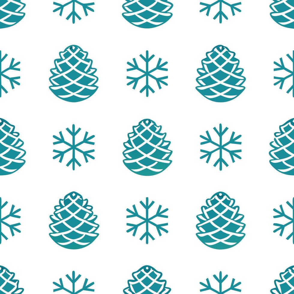Frosty pinecone and snowflake seamless tile pattern with cool blue tones concept as Frosty pinecones paired with snowflakes create a seamless tile pattern with cool blue tones for Seamless Set vector