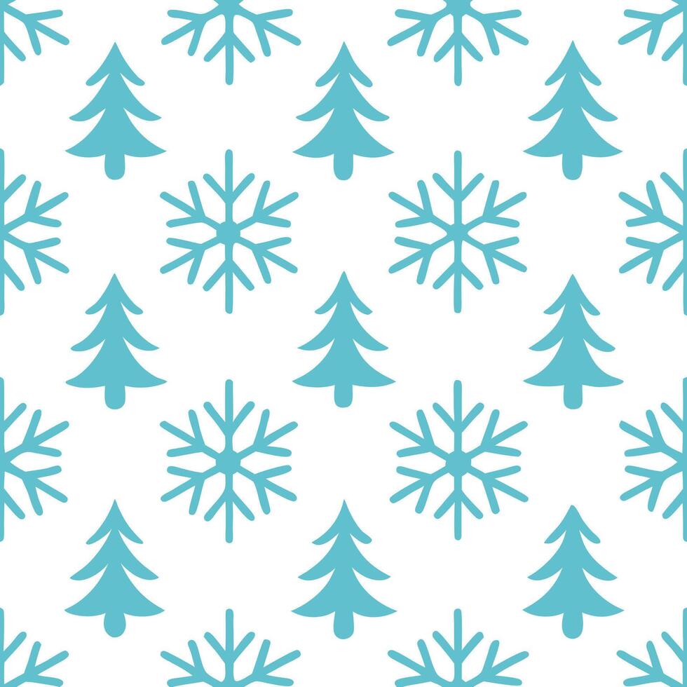 Snowflake and reindeer seamless tile pattern with winter forest elements and cool tones concept as Snowflakes paired with reindeer create a seamless tile pattern with winter forest Seamless Set vector