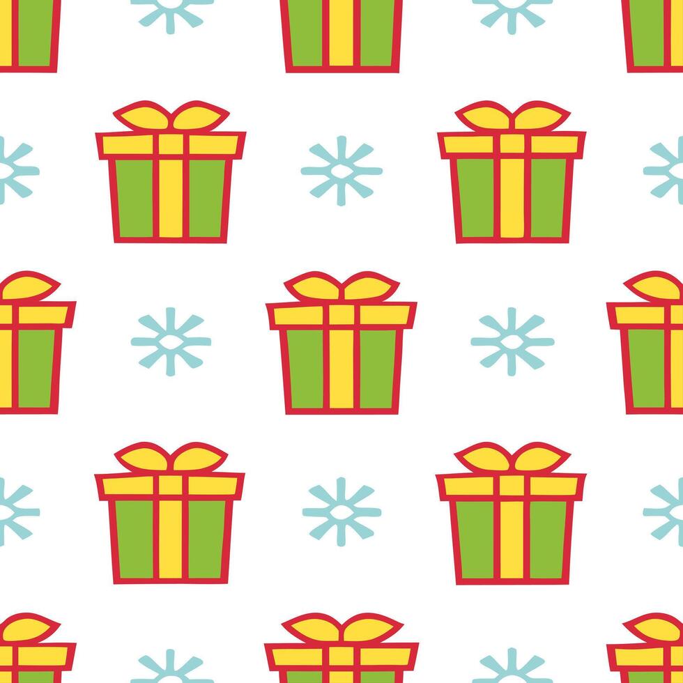 Frosty snowflake and holiday gift seamless tile pattern with vibrant colors and festive elements concept as Vibrant holiday gifts paired with frosty snowflakes create a seamless ti Seamless Set vector