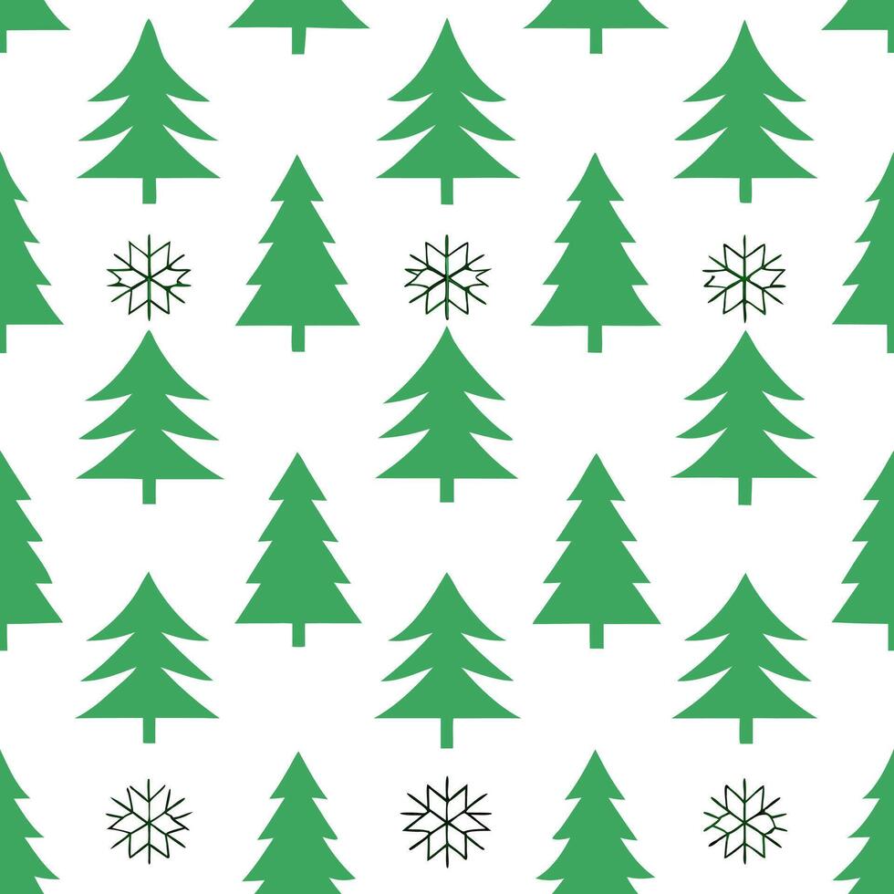 Frosty snowflake and Christmas tree seamless tile pattern with festive green and white tones concept as Festive green and white Christmas trees paired with snowflakes create a fros Seamless Set vector