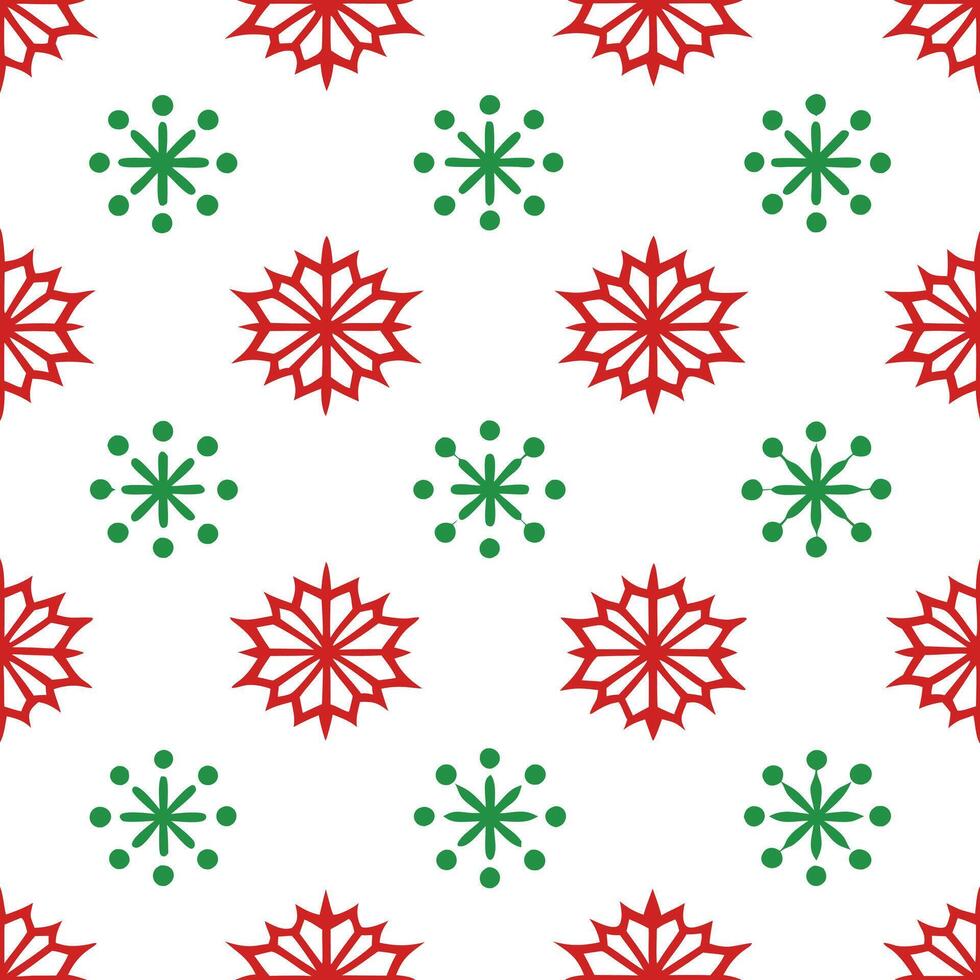 Snowflake and holiday wreath seamless tile pattern with festive red and green accents concept as Festive red and green accents paired with snowflakes create a seamless tile pattern Seamless Set vector