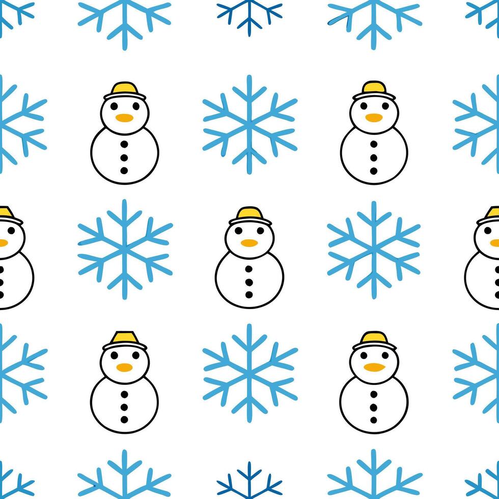 Elegant snowflake and snowman seamless tile pattern with playful winter elements concept as Playful snowmen paired with elegant snowflakes create a seamless tile pattern with fun w Seamless Set vector